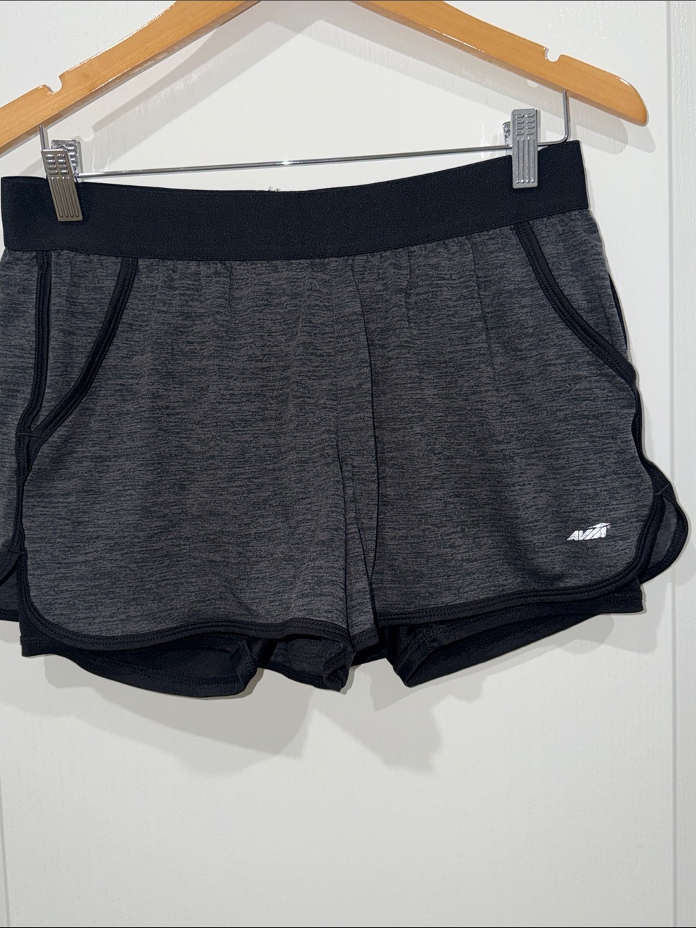Avia Women's Heather Charcoal Athletic Layered Shorts size medium running